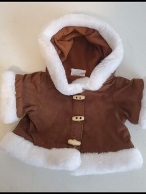 Build A Bear Arctic Sherpa Toggle Eskimo Coat Brown Faux Suede  Disney 2002